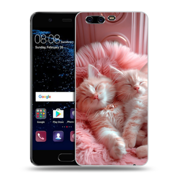 Силиконовый чехол на Huawei P10 с принтом котята котики
