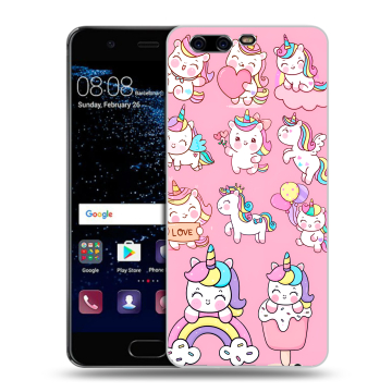 Силиконовый чехол на Huawei P10 с принтом Единороги и радуга Силиконовый чехол на Huawei P10 с принтом Единороги и радуга