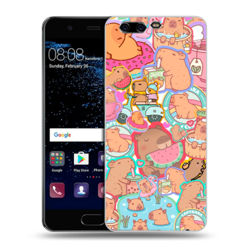 Силиконовый чехол на Huawei P10 с принтом капибары Силиконовый чехол на Huawei P10 с принтом капибары