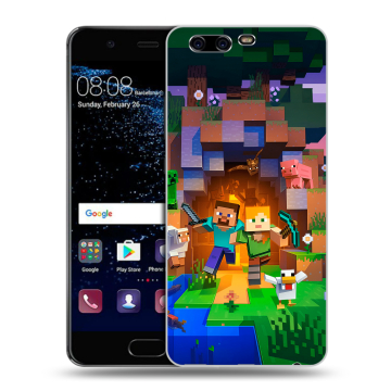 Силиконовый чехол на Huawei P10 с принтом Майнкрафт Minecraft
