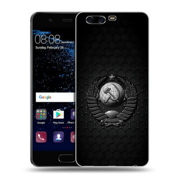 Силиконовый чехол на Huawei P10 с принтом Герб Флаг СССР