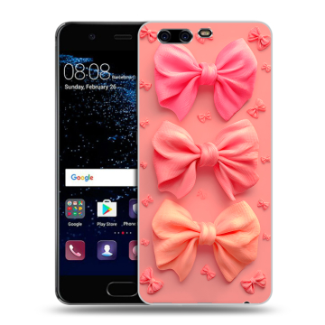 Силиконовый чехол на Huawei P10 с принтом Розовые бантики Силиконовый чехол на Huawei P10 с принтом Розовые бантики