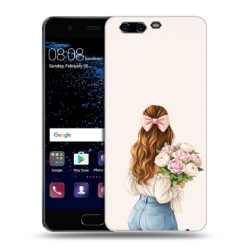Силиконовый чехол на Huawei P10 с принтом женский
