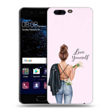 Силиконовый чехол на Huawei P10 с принтом женский