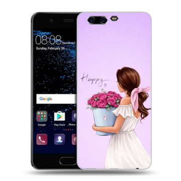Силиконовый чехол на Huawei P10 с принтом женский