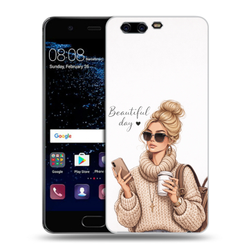 Силиконовый чехол на Huawei P10 с принтом женский Силиконовый чехол на Huawei P10 с принтом женский