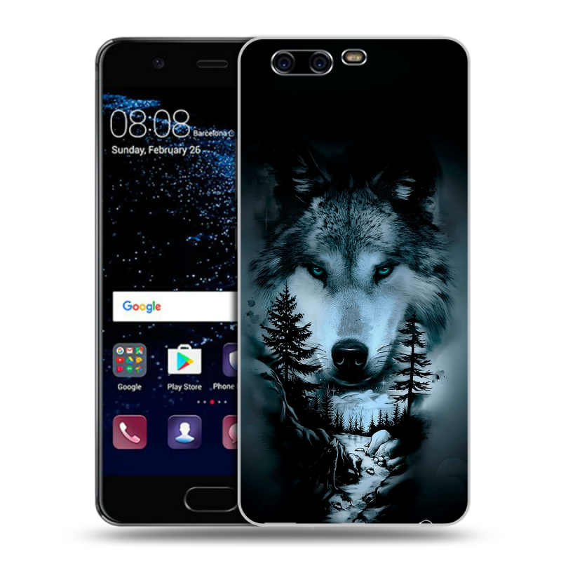 Силиконовый чехол на Huawei P10 с принтом Лесной волк Силиконовый чехол на Huawei P10 с принтом Лесной волк