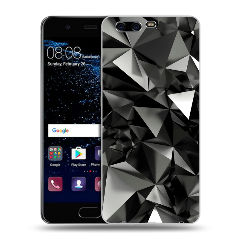 Силиконовый чехол на Huawei P10 с принтом Черные кристаллы Силиконовый чехол на Huawei P10 с принтом Черные кристаллы