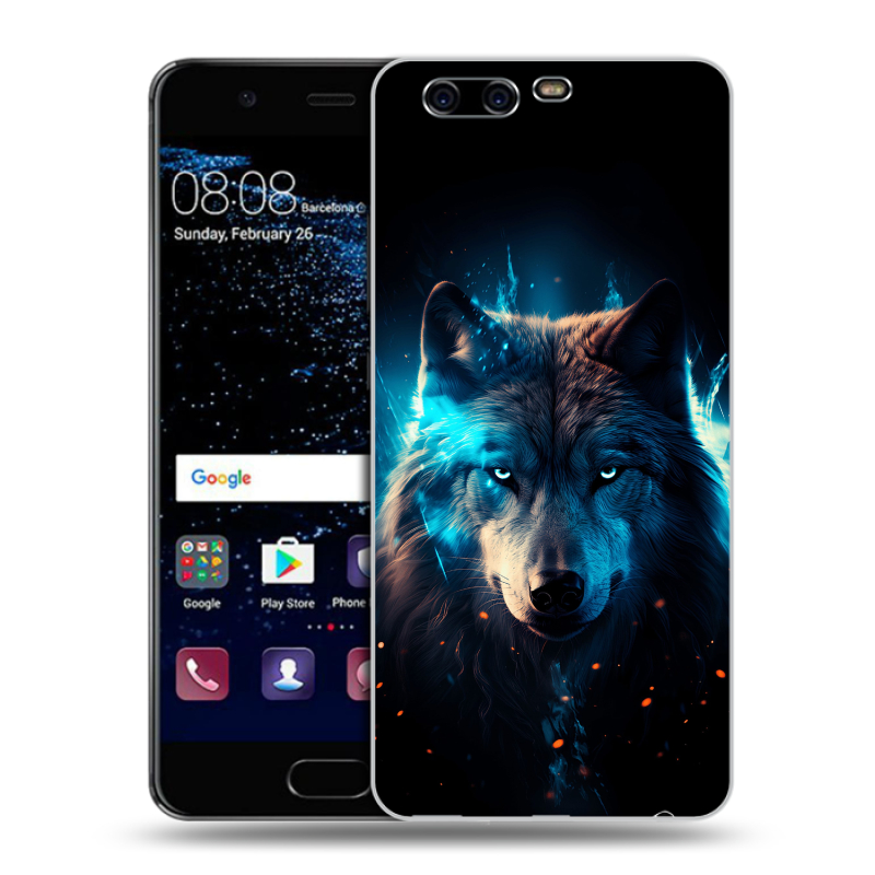 Силиконовый чехол на Huawei P10 с принтом Волк ночной Силиконовый чехол на Huawei P10 с принтом Волк ночной