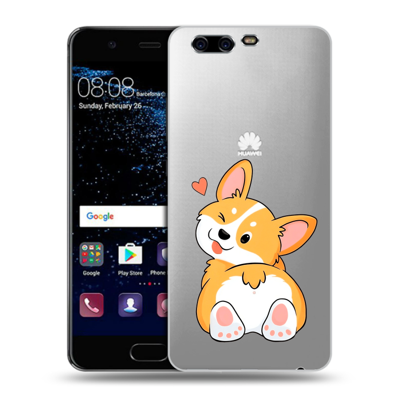Силиконовый чехол на Huawei P10 с принтом Корги Силиконовый чехол на Huawei P10 с принтом Корги