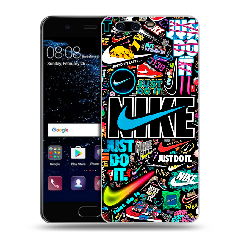 Силиконовый чехол на Huawei P10 с принтом найк nike черный Силиконовый чехол на Huawei P10 с принтом найк nike черный