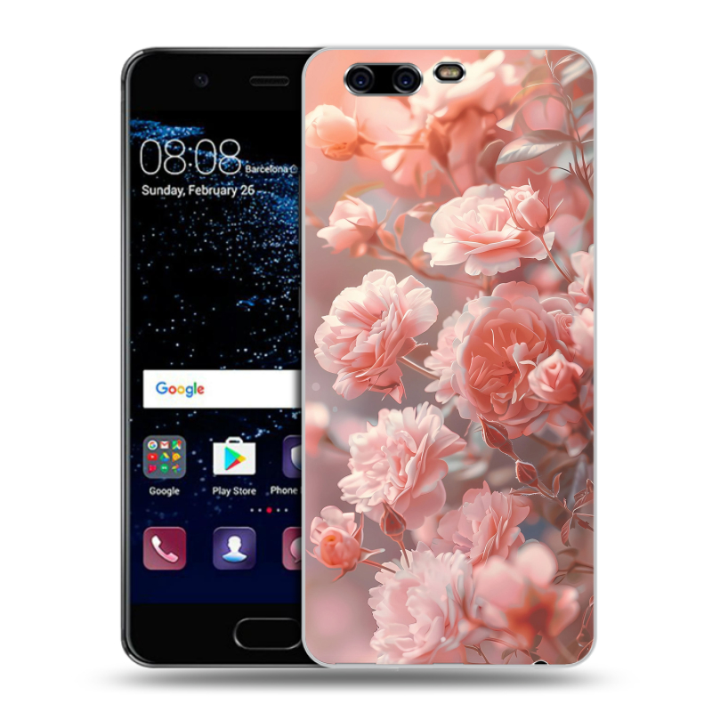 Силиконовый чехол на Huawei P10 с принтом Розовые розы Силиконовый чехол на Huawei P10 с принтом Розовые розы