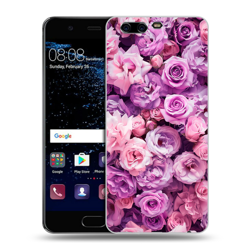 Силиконовый чехол на Huawei P10 с принтом лавандовые розы Силиконовый чехол на Huawei P10 с принтом лавандовые розы