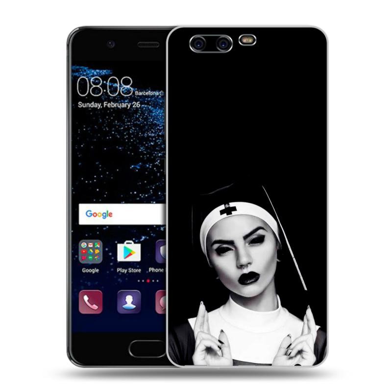 Силиконовый чехол на Huawei P10 с принтом монашка Силиконовый чехол на Huawei P10 с принтом монашка