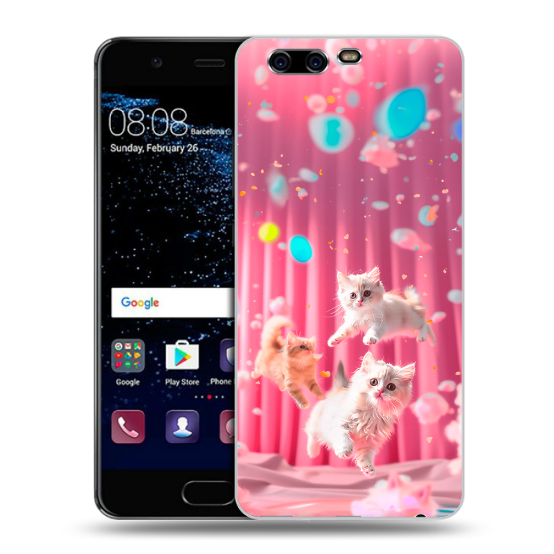Силиконовый чехол на Huawei P10 с принтом милые котики Силиконовый чехол на Huawei P10 с принтом милые котики