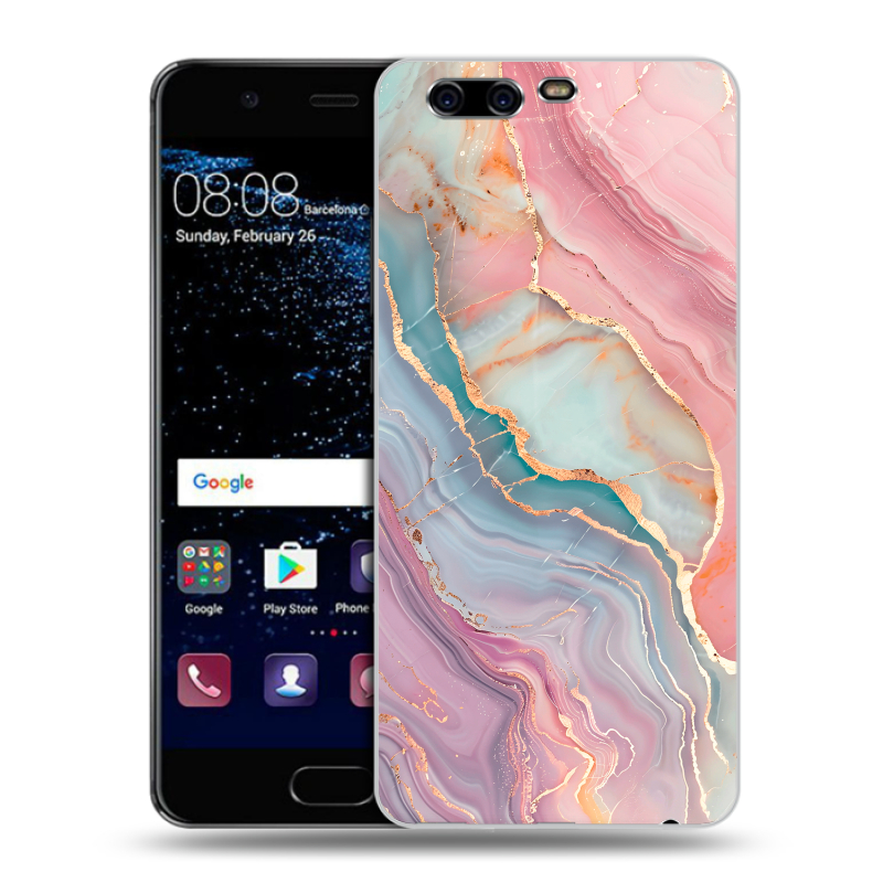 Силиконовый чехол на Huawei P10 с принтом розовый мрамор Силиконовый чехол на Huawei P10 с принтом розовый мрамор