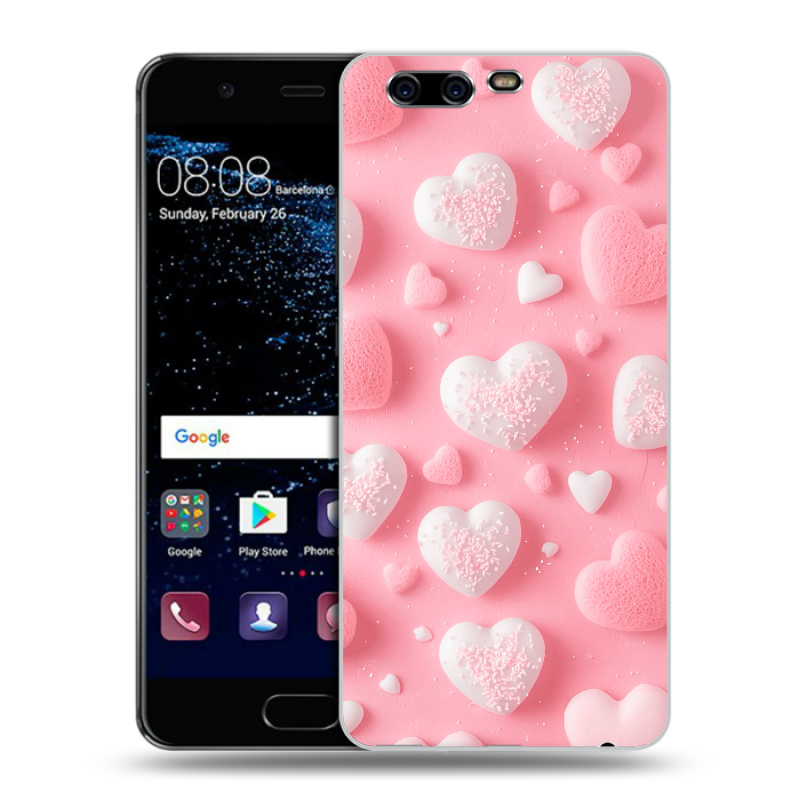Силиконовый чехол на Huawei P10 с принтом Сердечки Силиконовый чехол на Huawei P10 с принтом Сердечки