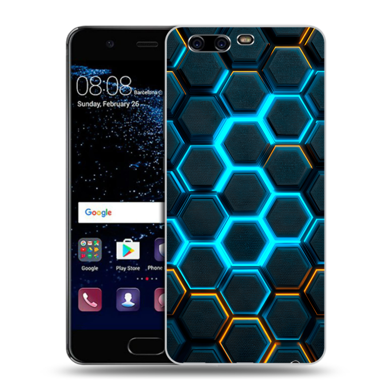 Силиконовый чехол на Huawei P10 с принтом Неоновые соты Силиконовый чехол на Huawei P10 с принтом Неоновые соты