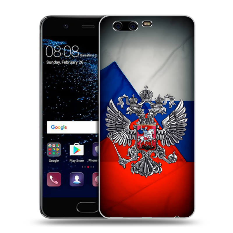 Силиконовый чехол на Huawei P10 с принтом Флаг России Силиконовый чехол на Huawei P10 с принтом Флаг России