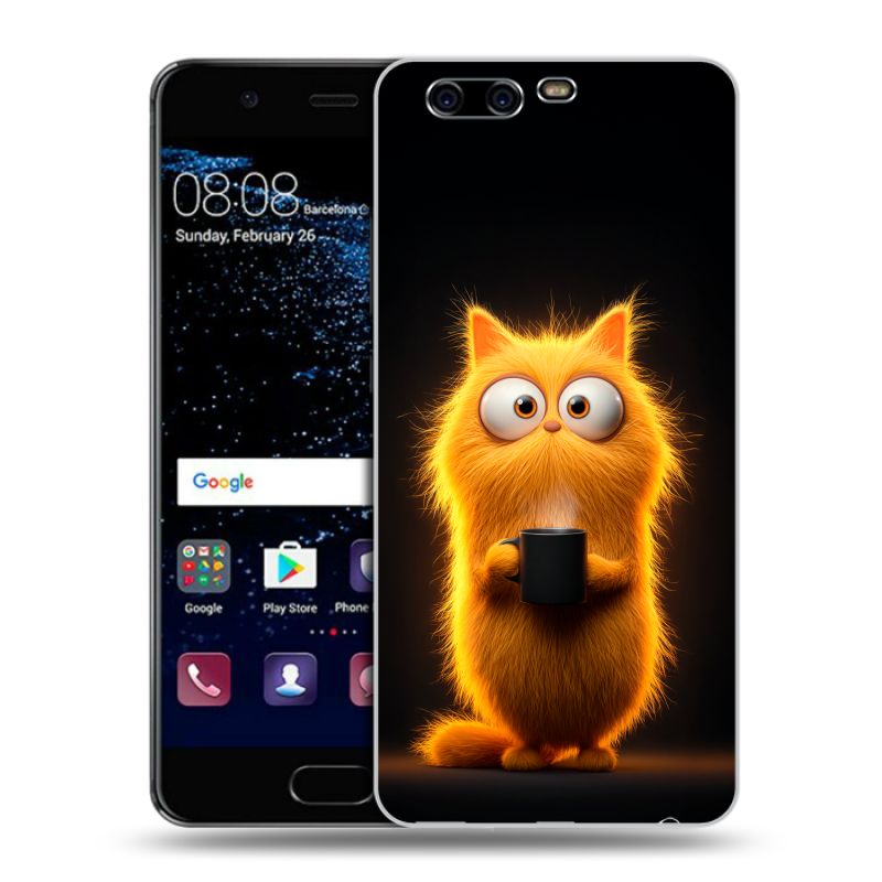 Силиконовый чехол на Huawei P10 с принтом Смешной кот Силиконовый чехол на Huawei P10 с принтом Смешной кот
