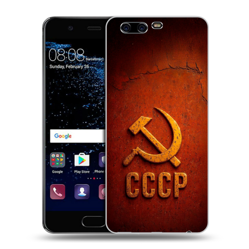 Силиконовый чехол на Huawei P10 с принтом Флаг Герб СССР Силиконовый чехол на Huawei P10 с принтом Флаг Герб СССР