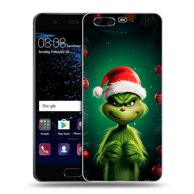 Силиконовый чехол на Huawei P10 с принтом Гринч Новый год Рождество Силиконовый чехол на Huawei P10 с принтом Гринч Новый год Рождество