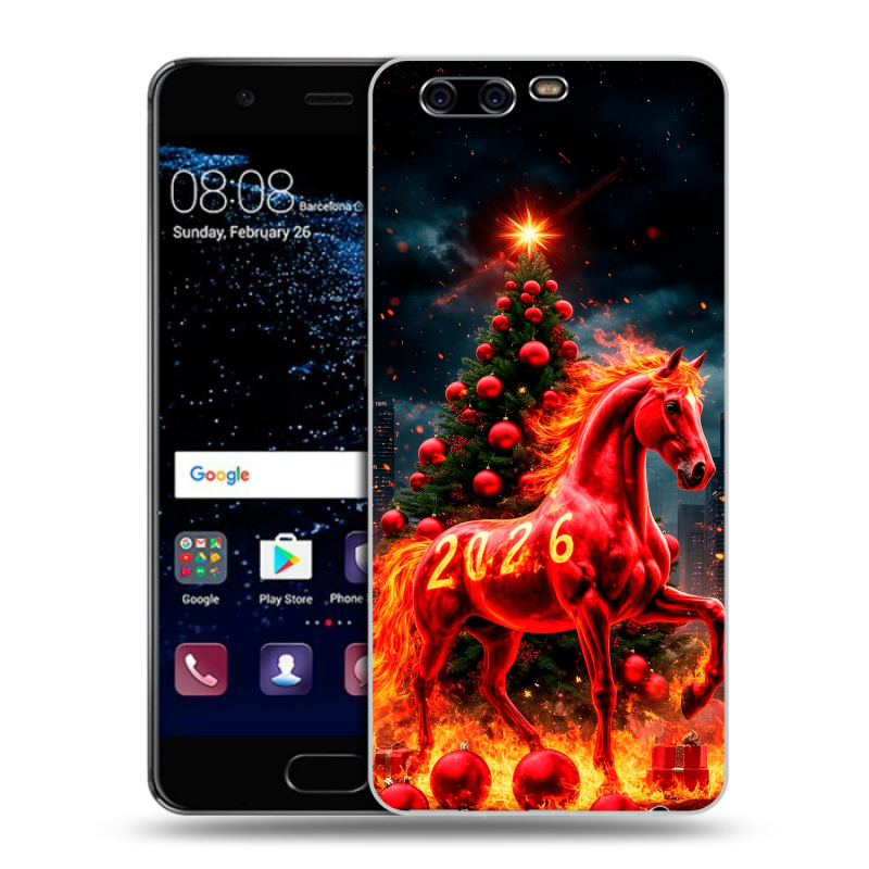 Силиконовый чехол на Huawei P10 с принтом Новый год Силиконовый чехол на Huawei P10 с принтом Новый год