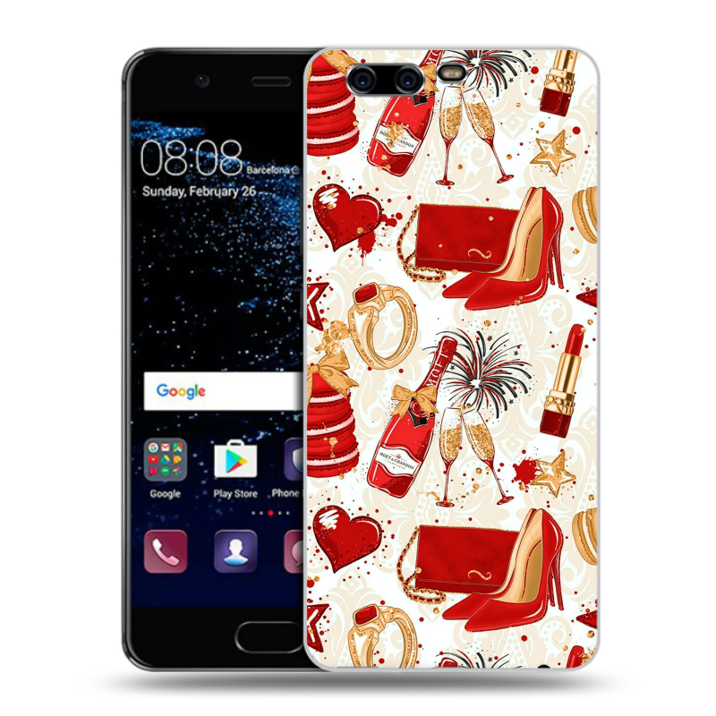 Силиконовый чехол на Huawei P10 с принтом Новый год Силиконовый чехол на Huawei P10 с принтом Новый год