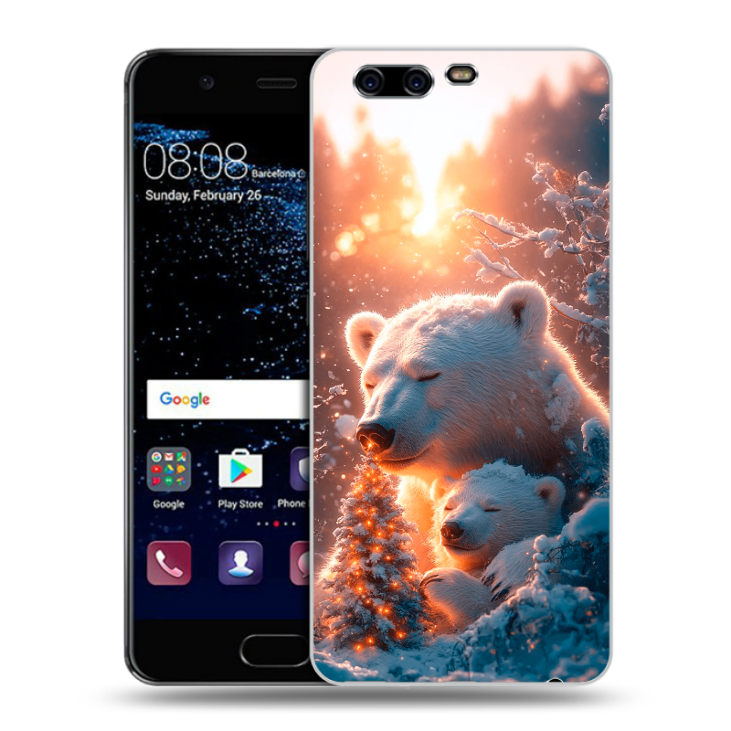Силиконовый чехол на Huawei P10 с принтом Новый год Силиконовый чехол на Huawei P10 с принтом Новый год