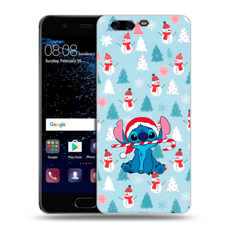 Силиконовый чехол на Huawei P10 с принтом Стич Новый год Силиконовый чехол на Huawei P10 с принтом Стич Новый год