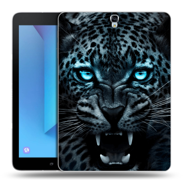 Силиконовый чехол на планшета Samsung Galaxy Tab S3 с принтом Темный леопард