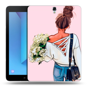 Силиконовый чехол на Samsung Galaxy Tab S3 с принтом Девушка и букет Силиконовый чехол на Samsung Galaxy Tab S3 с принтом Девушка и букет