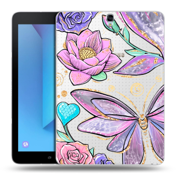 Силиконовый чехол на Samsung Galaxy Tab S3 с принтом Бабочки и цветы Силиконовый чехол на Samsung Galaxy Tab S3 с принтом Бабочки и цветы