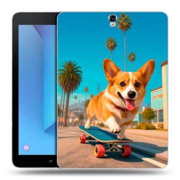 Силиконовый чехол на Samsung Galaxy Tab S3 с принтом Корги на скейте Силиконовый чехол на Samsung Galaxy Tab S3 с принтом Корги на скейте