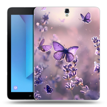 Силиконовый чехол на Samsung Galaxy Tab S3 с принтом бабочки и лаванда Силиконовый чехол на Samsung Galaxy Tab S3 с принтом бабочки и лаванда
