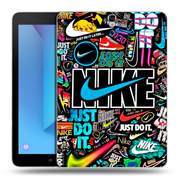 Силиконовый чехол на Samsung Galaxy Tab S3 с принтом найк nike черный