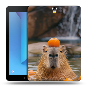 Силиконовый чехол на Samsung Galaxy Tab S3 с принтом Капибара с апельсином Силиконовый чехол на Samsung Galaxy Tab S3 с принтом Капибара с апельсином