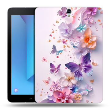Силиконовый чехол на Samsung Galaxy Tab S3 с принтом цветы бабочки Силиконовый чехол на Samsung Galaxy Tab S3 с принтом цветы бабочки