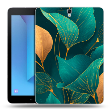 Силиконовый чехол на Samsung Galaxy Tab S3 с принтом Листья и золото