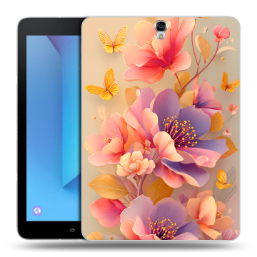 Силиконовый чехол на Samsung Galaxy Tab S3 с принтом Цветы и бабочки