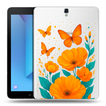 Силиконовый чехол на Samsung Galaxy Tab S3 с принтом цветы бабочки