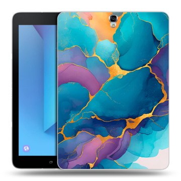 Силиконовый чехол на Samsung Galaxy Tab S3 с принтом Мрамор блестки