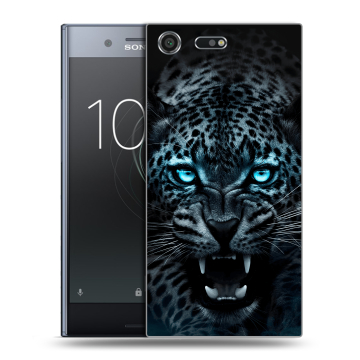 Силиконовый чехол на Sony Xperia XZ Premium с принтом Темный леопард Силиконовый чехол на Sony Xperia XZ Premium с принтом Темный леопард