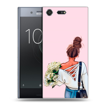 Силиконовый чехол на Sony Xperia XZ Premium с принтом Девушка и букет Силиконовый чехол на Sony Xperia XZ Premium с принтом Девушка и букет