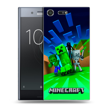 Силиконовый чехол на Sony Xperia XZ Premium с принтом Майнкрафт Силиконовый чехол на Sony Xperia XZ Premium с принтом Майнкрафт