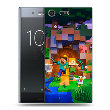 Силиконовый чехол на Sony Xperia XZ Premium с принтом Майнкрафт Minecraft Силиконовый чехол на Sony Xperia XZ Premium с принтом Майнкрафт Minecraft