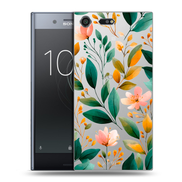 Силиконовый чехол на Sony Xperia XZ Premium с принтом Цветы паттерн