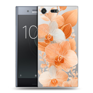 Силиконовый чехол на Sony Xperia XZ Premium с принтом Бежевые цветы