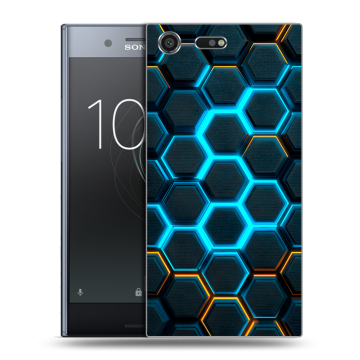 Силиконовый чехол на Sony Xperia XZ Premium с принтом Неоновые соты