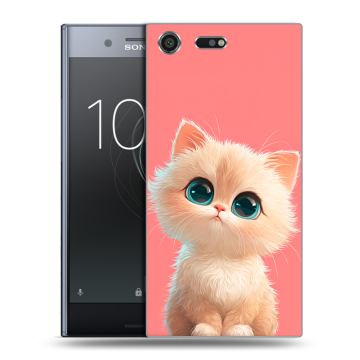 Силиконовый чехол на Sony Xperia XZ Premium с принтом Розовый котенок